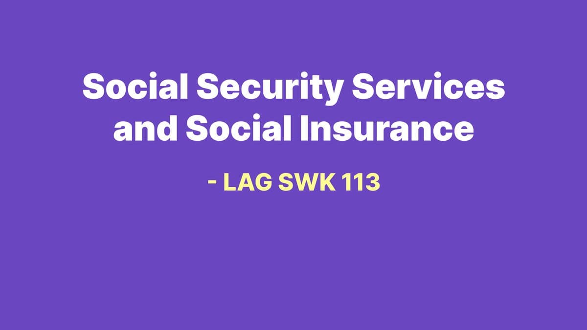 Social Security Services and Social Insurance